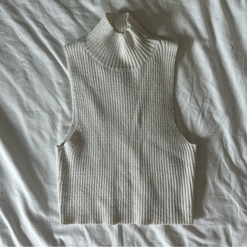 High Neck Cream Knit Top - Picture 4 of 4